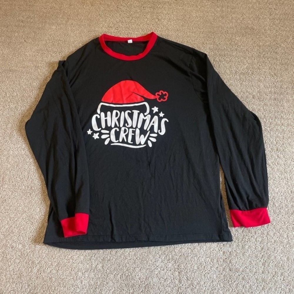 Christmas Crew Black Long Sleeve Pajama Top XL